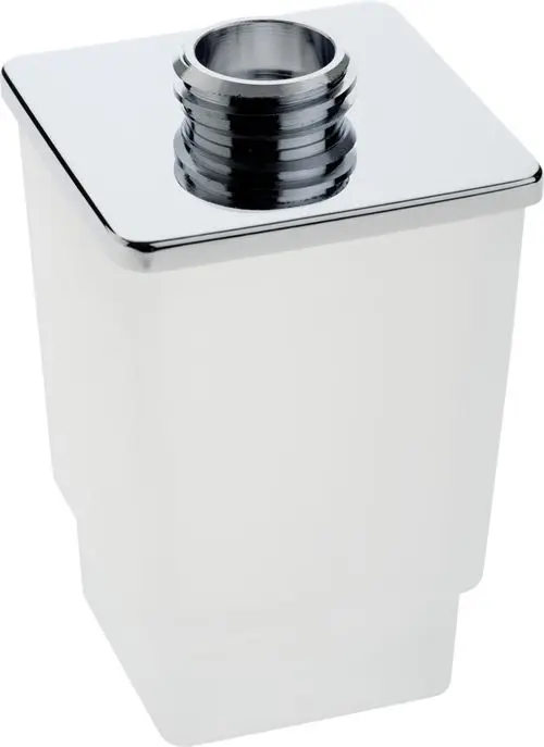 Glasbehälter mit runder Öffnung und quadratischem Deckel, ideal für Seifenspender. Produkt von Ideal Standard, schlichtes Design für Badezimmeranwendungen.